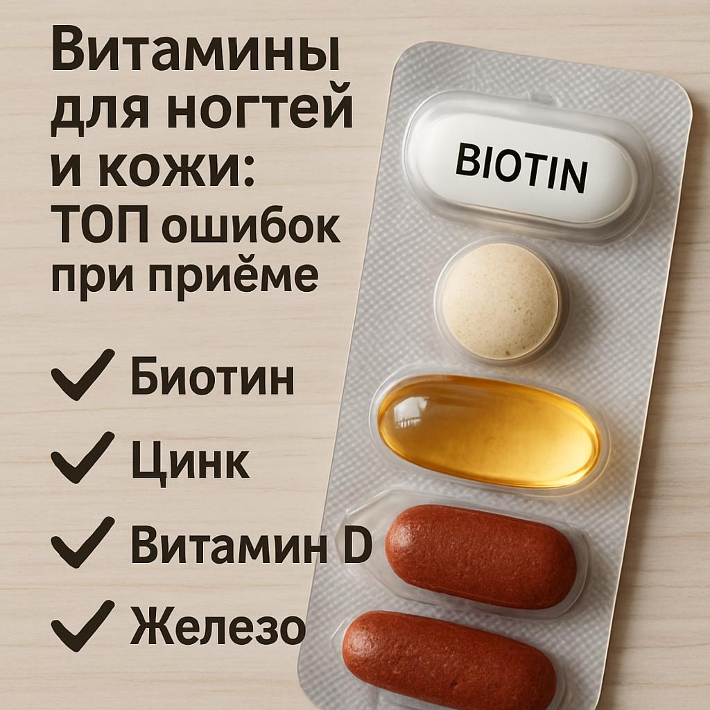Витамины для ногтей и кожи: ТОП ошибок при приеме. Биотин, цинк, витамин D и железо Витамины для ногтей и кожи: ТОП ошибок при приеме. Биотин, цинк, витамин D и железо